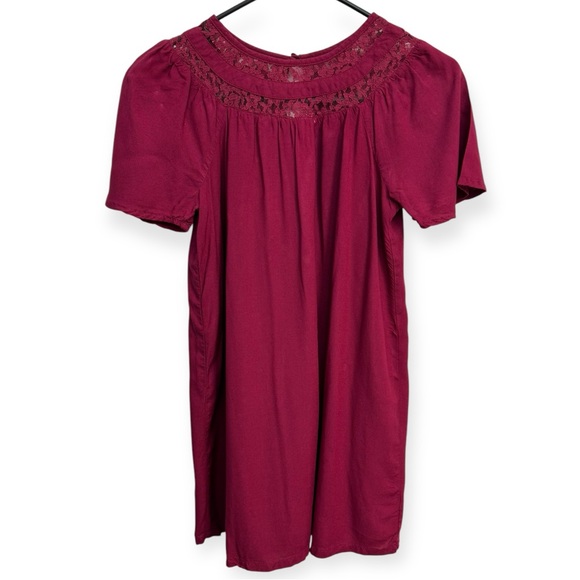 Old Navy Burgundy Babydoll Dress with‎ Puff Sleeves - Picture 1 of 3